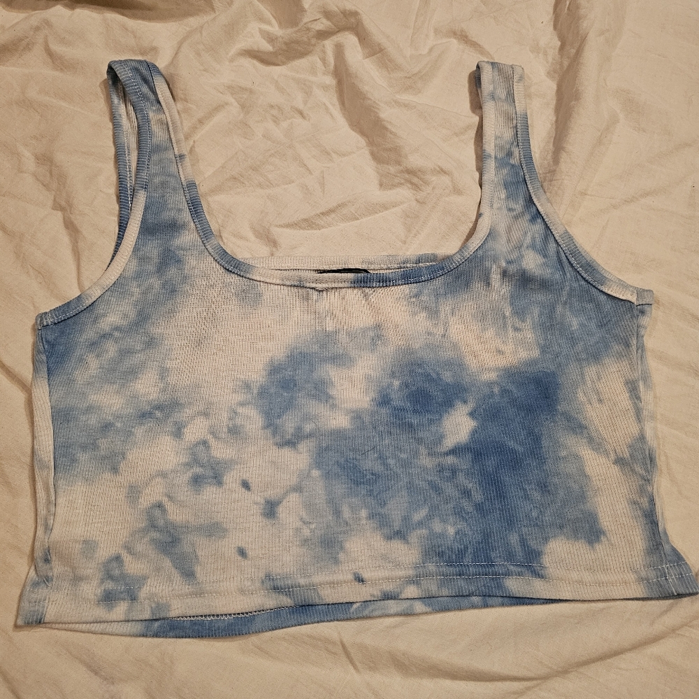 White & Blue Tank Crop Top XS Shein - Picture 2 of 6
